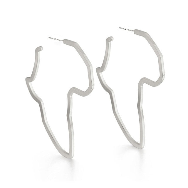 Exaggerated Africa Map Earrings Hollow Metal Geometry Big Earrings