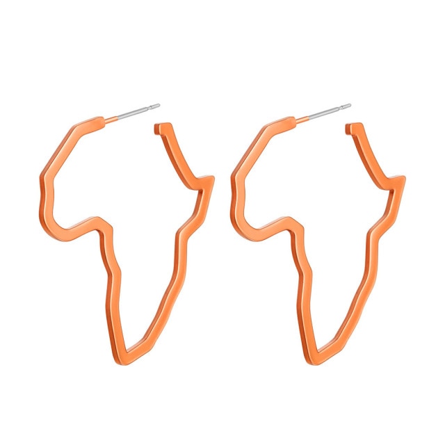 Exaggerated Africa Map Earrings Hollow Metal Geometry Big Earrings