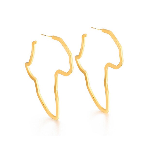 Exaggerated Africa Map Earrings Hollow Metal Geometry Big Earrings