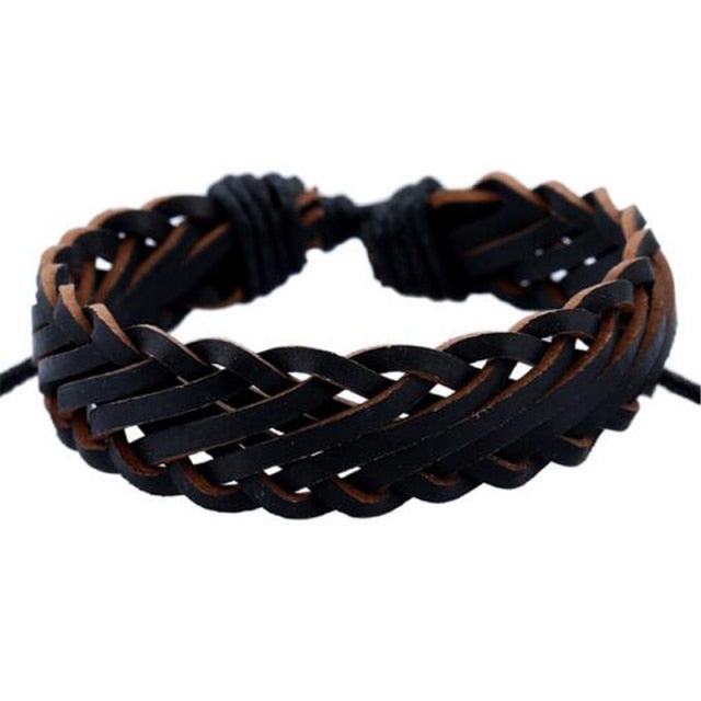 Fashion Hand-knitted Multi-layer Leather Feather Stone Bracelet