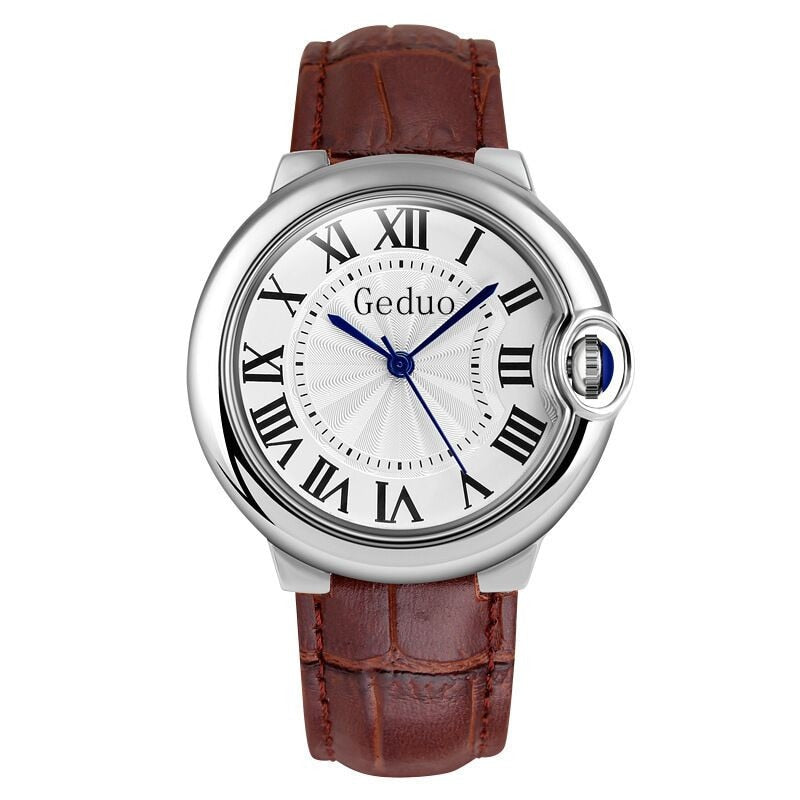Luxury White Balloon Sapphire Casual Leather Simple Couple Quartz Watch