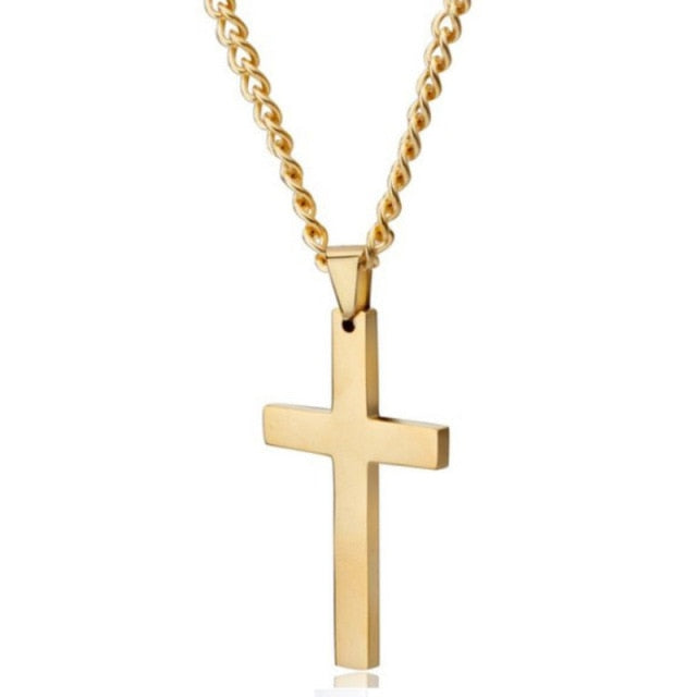 Fashion Stainless Steel Cross Gold Silver Color Necklace