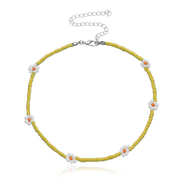 Colorful Beadeds Charm Statement Short Necklace
