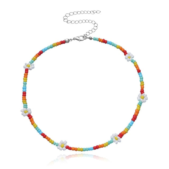 Colorful Beadeds Charm Statement Short Necklace