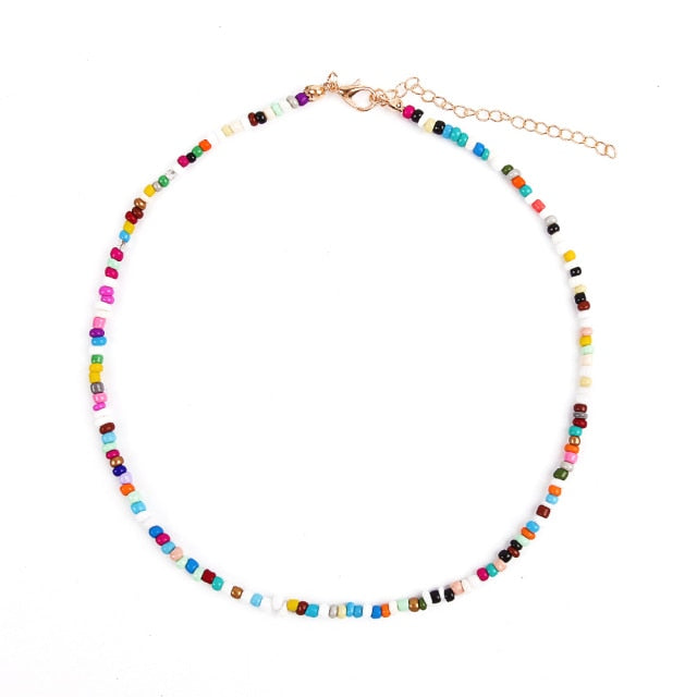 Colorful Beadeds Charm Statement Short Necklace