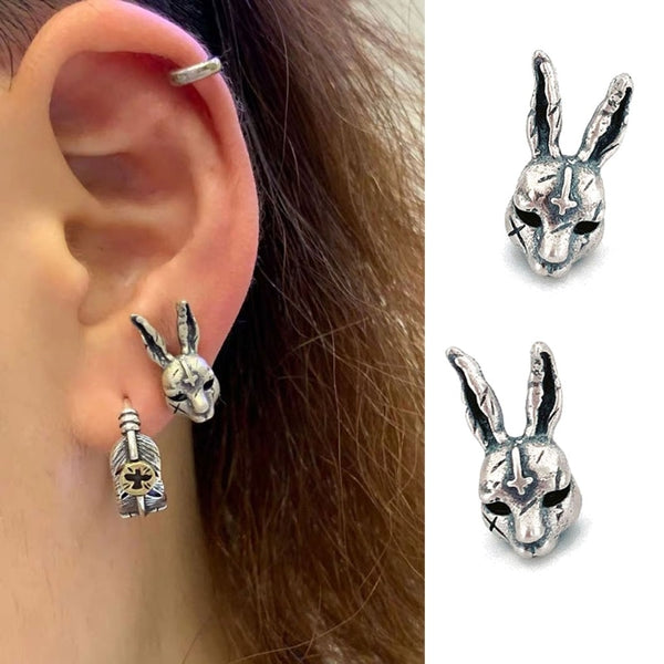 Gothic Horned Demon Baby Face Stud Earrings