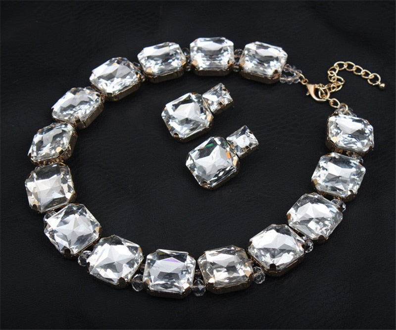 Bohemian Geometric Red Crystal Bridal Wedding Jewelry Sets