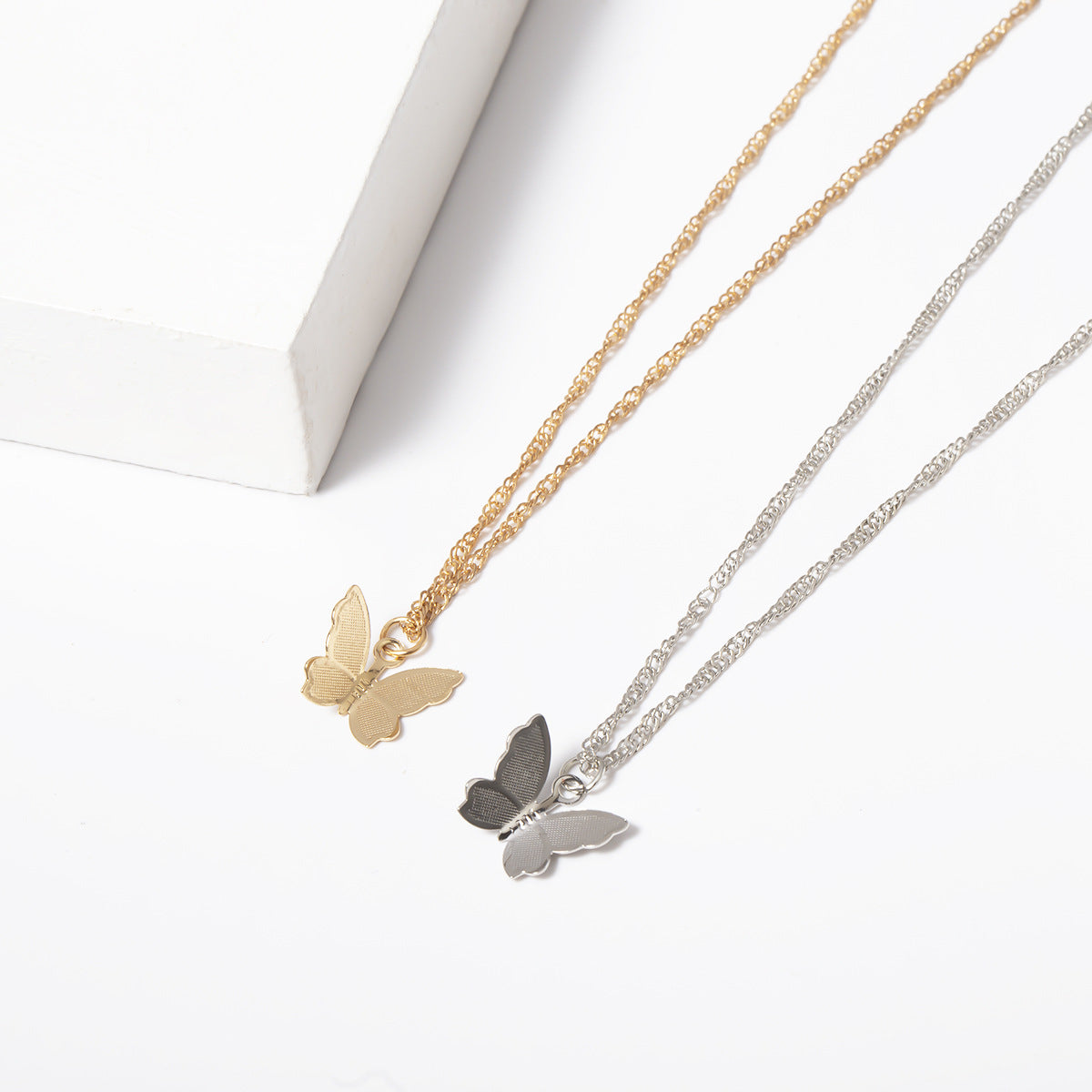 Adjustable Butterfly Necklace Earrings Set