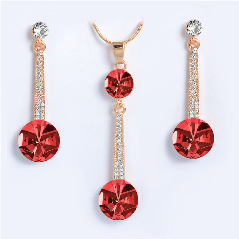 Gold Color Austrian Crystal Classic Hollow Round  Jewelry Set