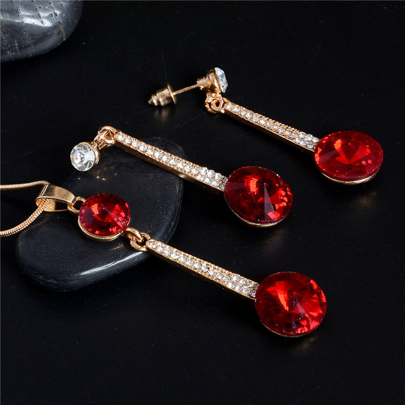 Gold Color Austrian Crystal Classic Hollow Round  Jewelry Set