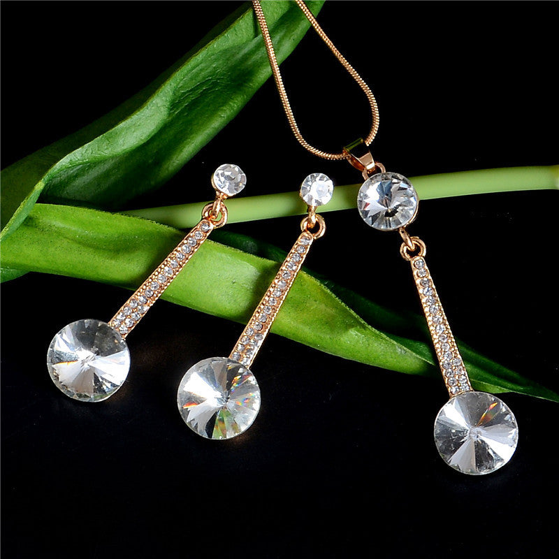 Gold Color Austrian Crystal Classic Hollow Round  Jewelry Set