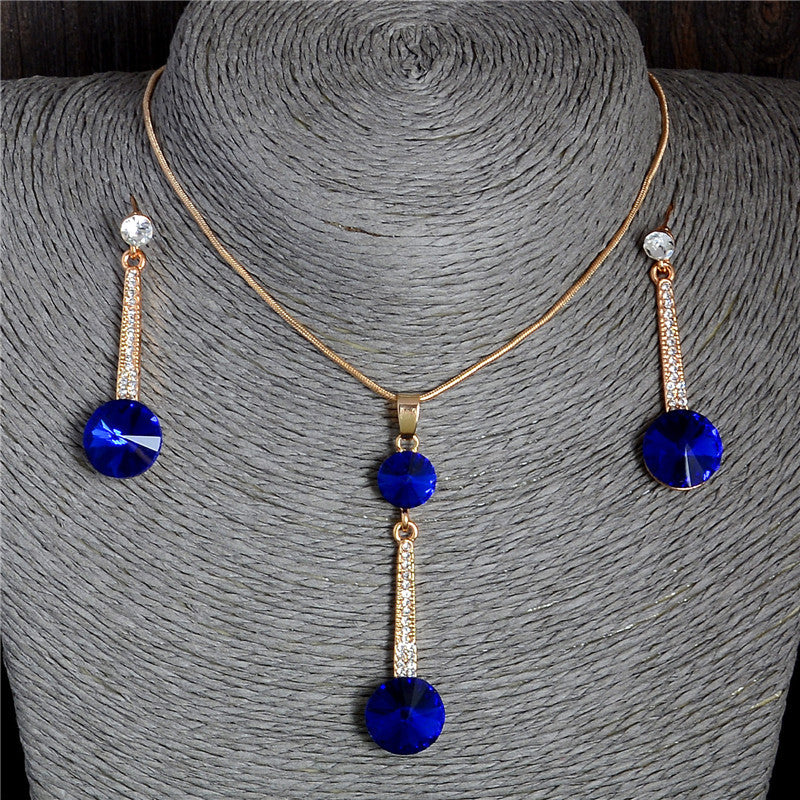 Gold Color Austrian Crystal Classic Hollow Round  Jewelry Set