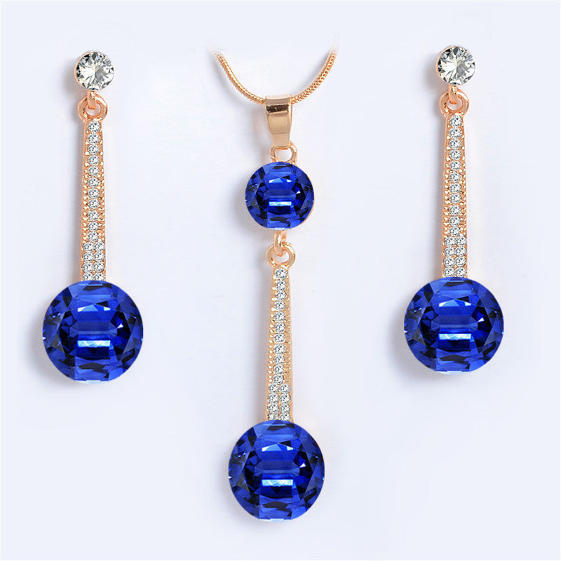 Gold Color Austrian Crystal Classic Hollow Round  Jewelry Set