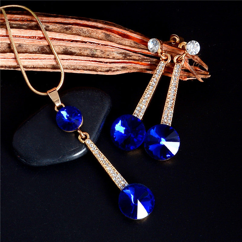 Gold Color Austrian Crystal Classic Hollow Round  Jewelry Set