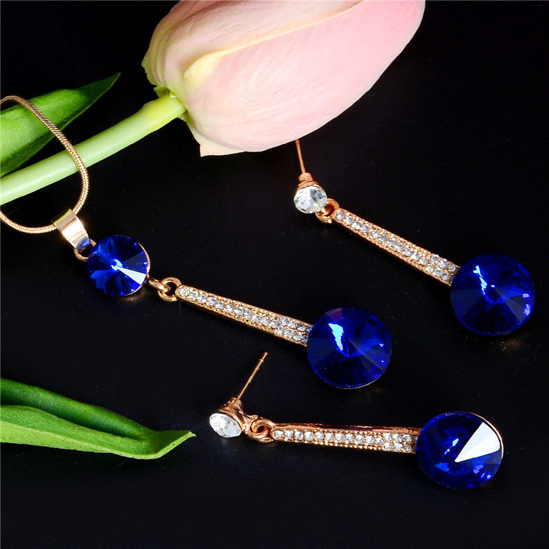 Gold Color Austrian Crystal Classic Hollow Round  Jewelry Set