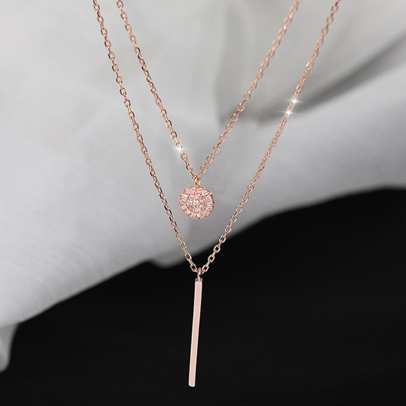 Silver Color Double Layer Chain Necklace