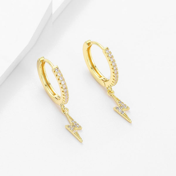 Cute Studs Earrings Pave Zircon Lightning Piercing Earrings