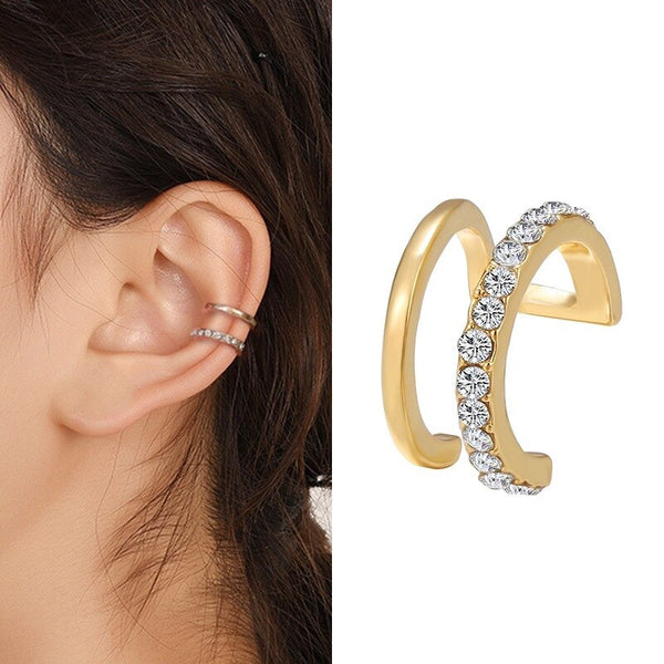 Korean Crystal Clip Earrings For Women Zircon Earing