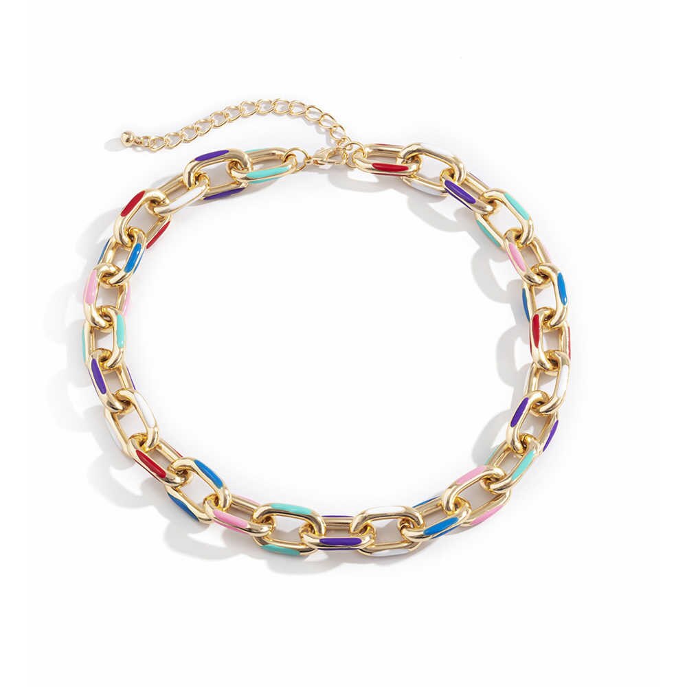 Z Punk Chunky Thick Aluminium Curb Chain Choker Necklace