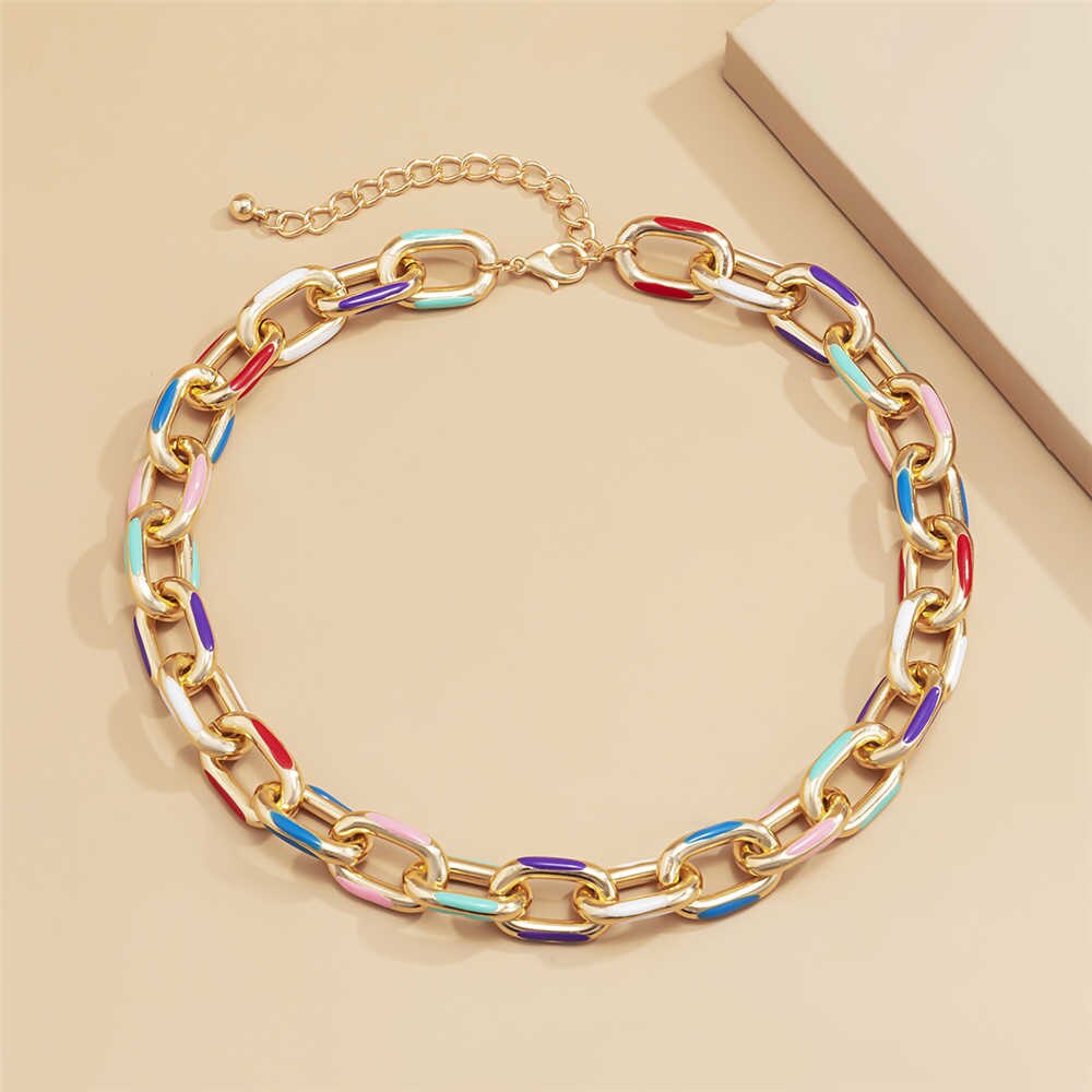 Z Punk Chunky Thick Aluminium Curb Chain Choker Necklace