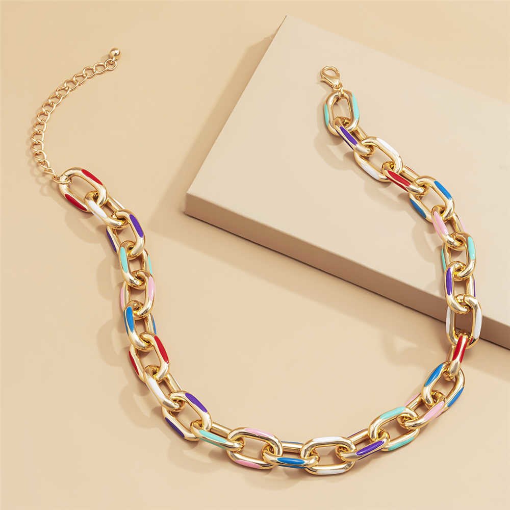 Z Punk Chunky Thick Aluminium Curb Chain Choker Necklace