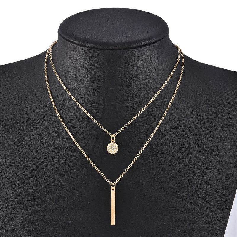 Silver Color Double Layer Chain Necklace