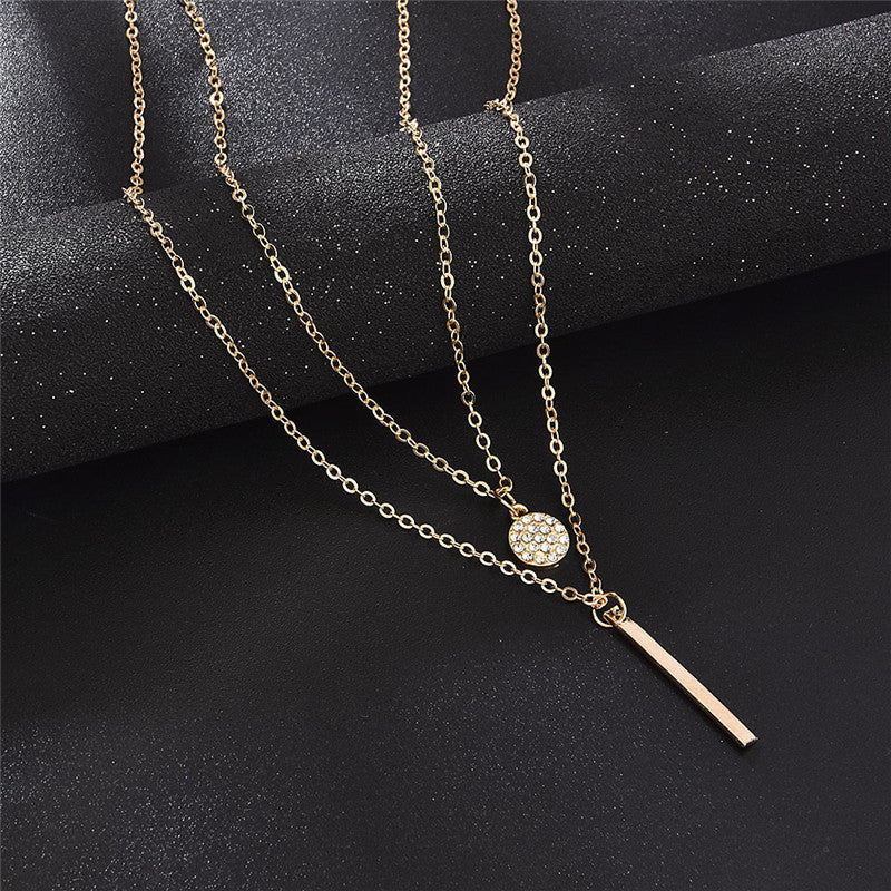 Silver Color Double Layer Chain Necklace