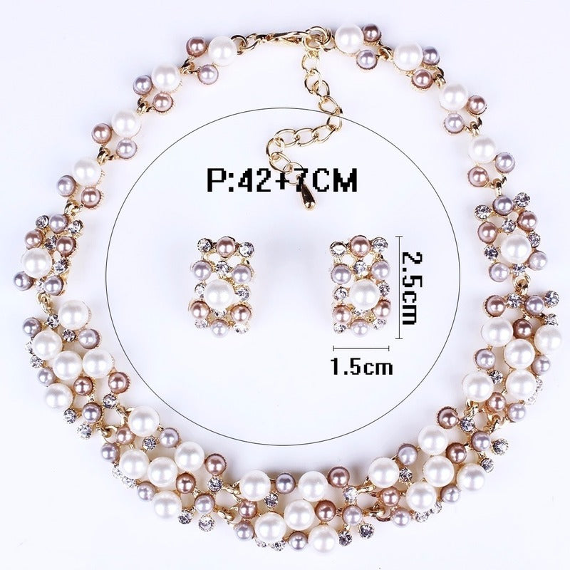 Simple Imitation Pearl Elegant Bridal Jewelry Crystal  Jewelry Sets
