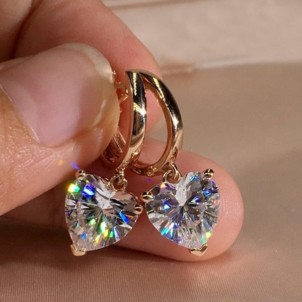 4 Colors Delicate Gold Color Inlay Natural Stone Hook Dangle Earrings