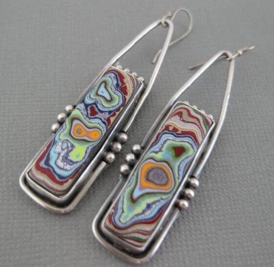 4 Colors Delicate Gold Color Inlay Natural Stone Hook Dangle Earrings