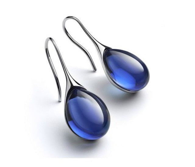 4 Colors Delicate Gold Color Inlay Natural Stone Hook Dangle Earrings