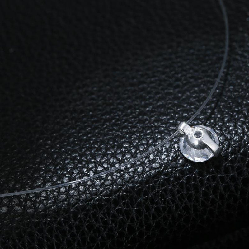 Fashion Silver Color Crystal Zircon Invisible Pendant Necklace