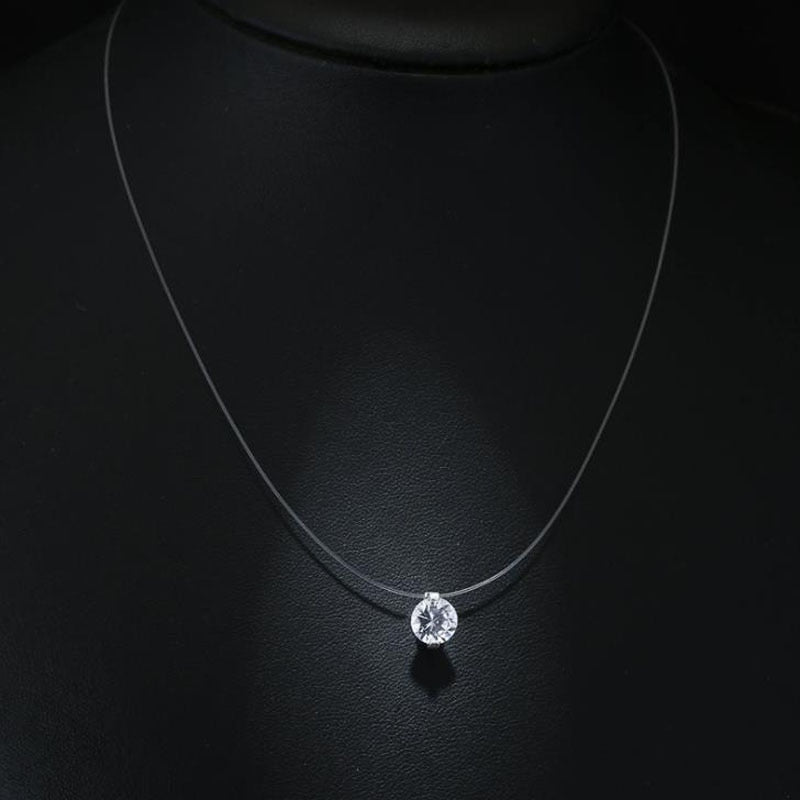 Fashion Silver Color Crystal Zircon Invisible Pendant Necklace