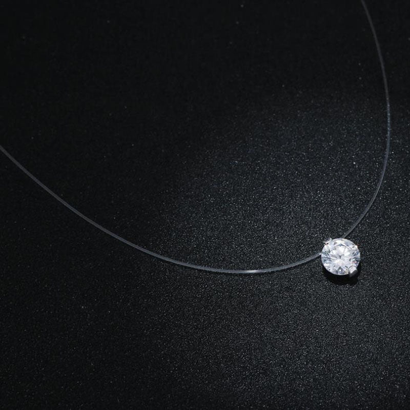 Fashion Silver Color Crystal Zircon Invisible Pendant Necklace