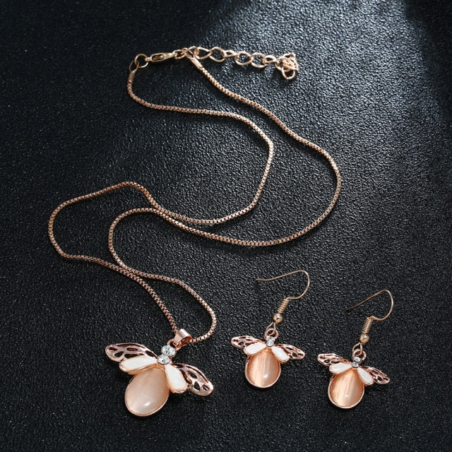 Women Elegant Waterdrop Rhinestone  Hook Earrings Jewelry Set