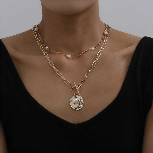 Punk Multi Layered Pearl Choker Necklace