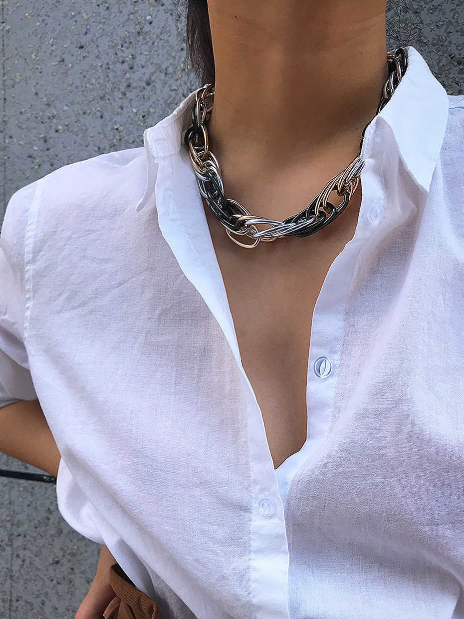 Punk Hip Hop Curb Cuban Twisted Choker Necklace