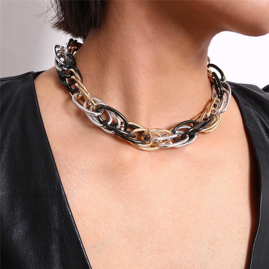 Punk Hip Hop Curb Cuban Twisted Choker Necklace