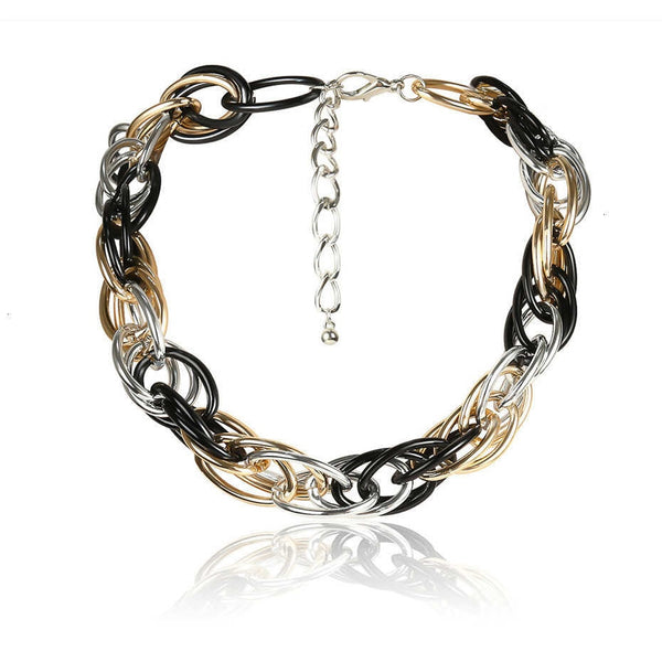 Punk Hip Hop Curb Cuban Twisted Choker Necklace