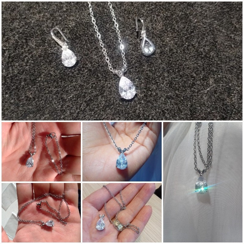 Water Drop Cubic Zirconia Crystal Women's Necklace