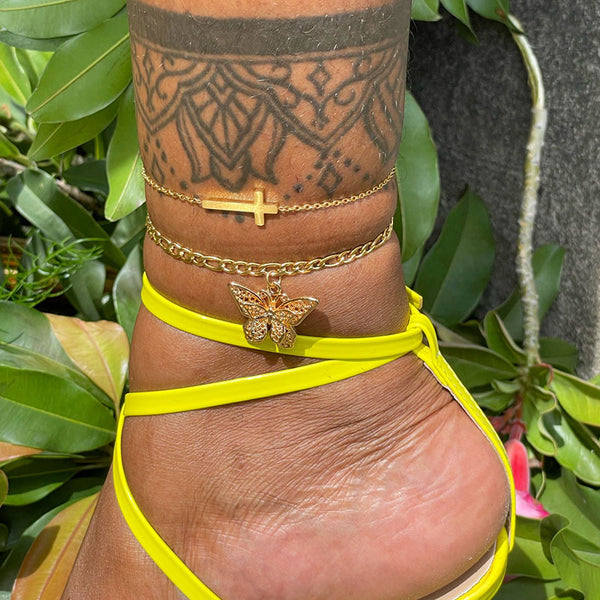 Lindas tobilleras de mariposa para mujer