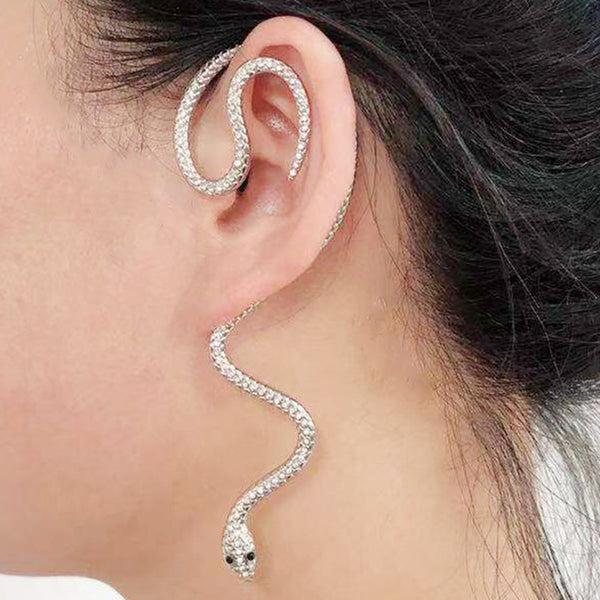 1 pieza de pendientes de serpiente de latón sin perforar, estilo punk, con clip y sin perforar.