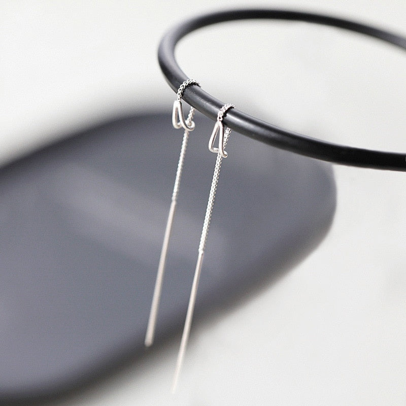 Simple Style Box Chain Tassel Drop Earrings For Women