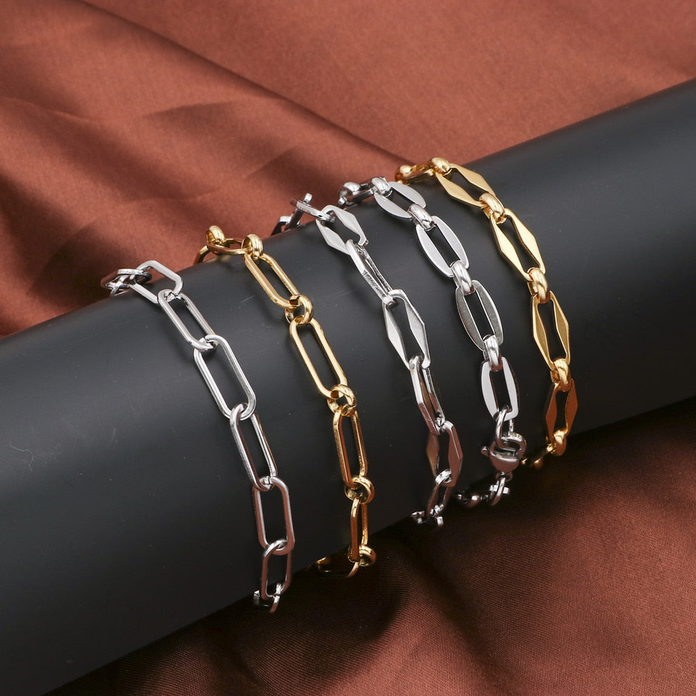 New 304 Stainless Steel Link Cable Chain Bracelets For Women