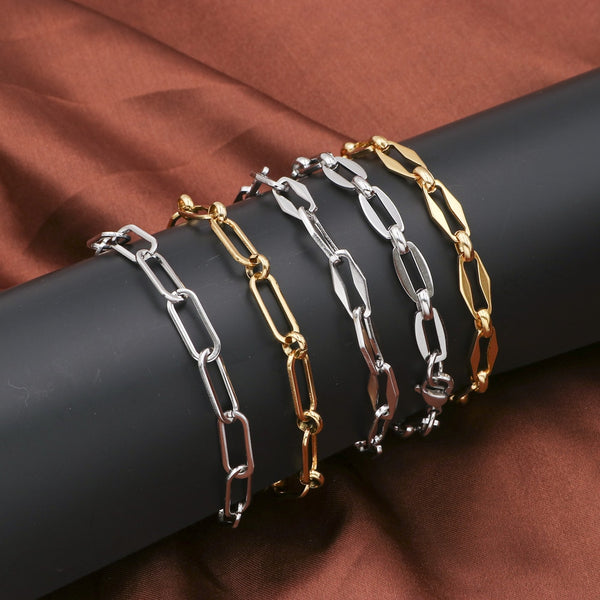 Nuevas pulseras de cadena de eslabones de acero inoxidable 304 para mujer
