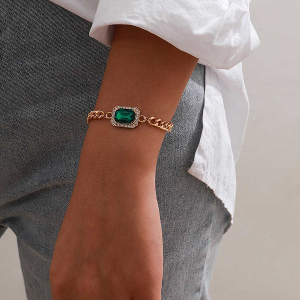 Z Shiny Green Color Rhinestone Crystal Bracelets