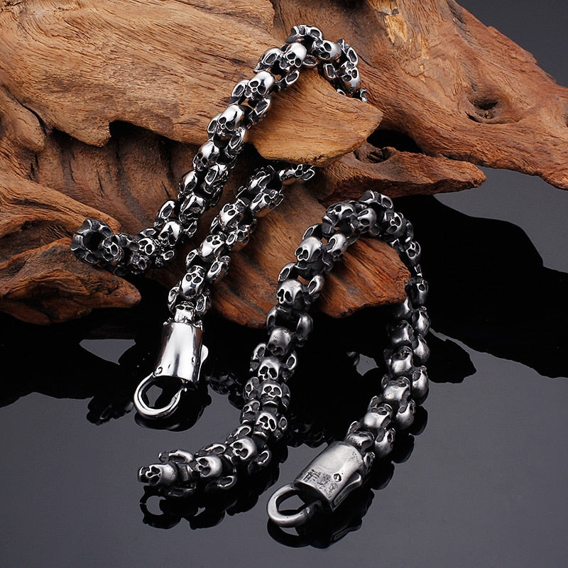 Punk Shiny Matte Skull Charm Link Chain Brecelets