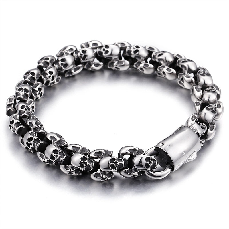 Punk Shiny Matte Skull Charm Link Chain Brecelets
