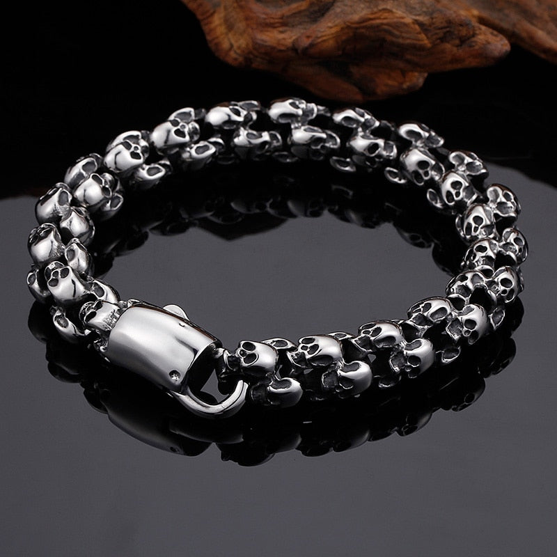 Punk Shiny Matte Skull Charm Link Chain Brecelets
