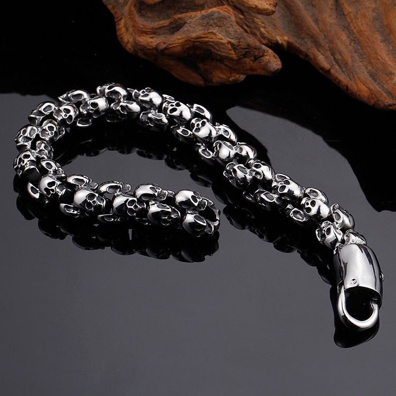 Punk Shiny Matte Skull Charm Link Chain Brecelets